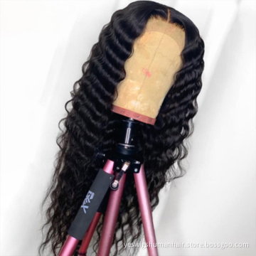Deep Curly Wave Swiss Lace Closure Wig Raw Brazilian Virgin Human Hair Cheap Wholesale Yeswigs Hd Full Lace Front Wig Human Hair